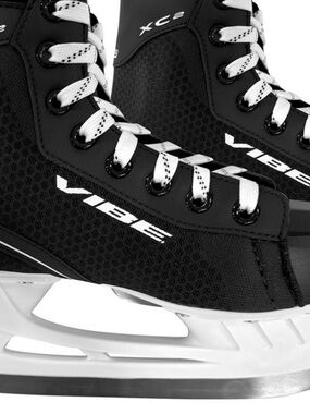 Vibe Black and White Youth Hockey Skates Box
